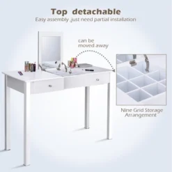 Costway Vanity Table Dressing Table Flip Top Desk Furniture White 14 Costway Vanity Table Dressing Table Flip Top Desk Furniture White -DreamNest Store GUEST 1eb80004 5c01 4ea4 95e6 329c654ddf5e