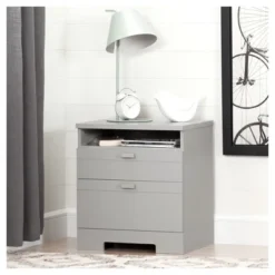Reevo Nightstand With Drawers And Cord Catcher - South Shore