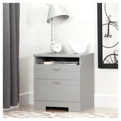 Reevo Nightstand With Drawers And Cord Catcher - South Shore 1 Reevo Nightstand With Drawers And Cord Catcher - South Shore