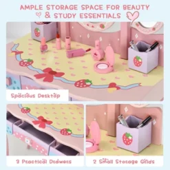 Costway Kids Vanity Princess Makeup Dressing Table Chair Set W/ Tri-fold Mirror Pink 12 Costway Kids Vanity Princess Makeup Dressing Table Chair Set W/ Tri-fold Mirror Pink -DreamNest Store GUEST 20162d4d cb59 4286 9caf 853a5e7a77a4