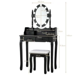 Tangkula Make-Up Vanity Table Dresser Set W/LED Light, Black Brown White -DreamNest Store GUEST 20644836 c0c0 4404 8b7d 90adf2846d94