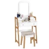 Costway Makeup Vanity Table Dressing Table Cushioned Stool Set