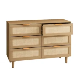 43.31" 6-Drawer Rattan Dresser For Living Room And Bedroom - ModernLuxe -DreamNest Store GUEST 209cebfb e5e8 43b1 a04f a4486b5e1ac7