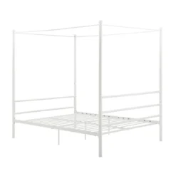 Kora Metal Canopy Bed In Full White - DHP