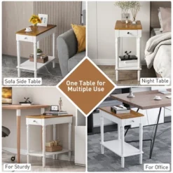 Costway 2 PCS 2-tier End Side Narrow Table Nightstand W/ Drawer For Living Room Bedroom -DreamNest Store GUEST 20e21d4b ace3 4aa3 a8e8 0e9ef3ed648a