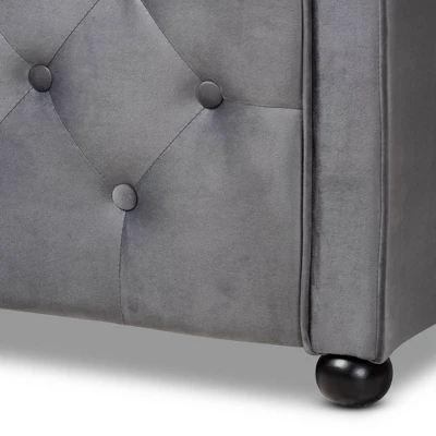 Freda Velvet Fabric Upholstered Button Tufted Daybed - Baxton Studio 4 Freda Velvet Fabric Upholstered Button Tufted Daybed - Baxton Studio - Image 4