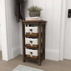 Small Wood Shelf With Basket Drawers Dark Brown - Olivia & May -DreamNest Store GUEST 212ebd6a 7d3c 4d1d 9a64 45e5232de556