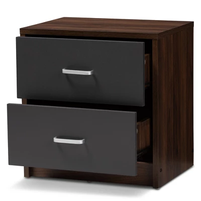 Hansel 2 Drawer And Finished Nightstand Brown/Gray - Baxton Studio 2 Hansel 2 Drawer And Finished Nightstand Brown/Gray - Baxton Studio - Image 2