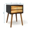 Costway 2PCS Wooden Nightstand Mid-Century End Side Table W/2 Storage Drawers