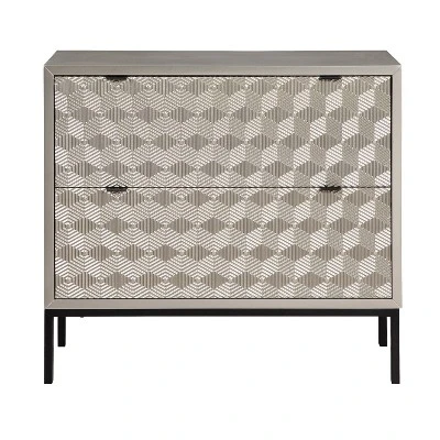 Teressa Mid-Century Modern 2 Drawer Storage Accent Chest Silver/Black - Treasure Trove 1 Teressa Mid-Century Modern 2 Drawer Storage Accent Chest Silver/Black - Treasure Trove