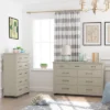 Set Of 2 38" 5 Drawer Chest And 64" 9 Drawer Dresser Beige - Accent Furniture