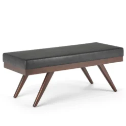 48" Nadine Mid Century Ottoman Bench Faux Air Leather - Wyndenhall -DreamNest Store GUEST 21d83a26 4369 49d8 85c6 00e58791aef9