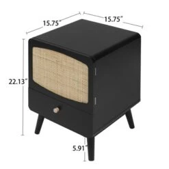 Alyson 22.13'' H X 15.75'' W X 15.75'' D Carry With 1 Rattan Doors And 1 Drawer Nightstand With Storage-The Pop Maison -DreamNest Store GUEST 21dc2db5 d4e4 4a6d 9f35 2e6f2b0bdf5a