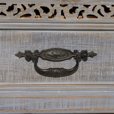 Vintage Metal Cabinet Gray - Olivia & May 2 Vintage Metal Cabinet Gray - Olivia & May - Image 2