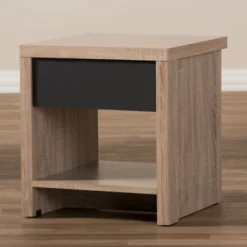 Jamie Modern And Contemporary Two - Tone Wood 1 - Drawer 1 - Shelf Nightstand - Brown - Baxton Studio -DreamNest Store GUEST 22170319 1f00 440c 8df8 68e28b050fb4