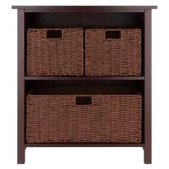 30" 4pc Milan Storage Shelf With 3 Small Baskets Walnut - Winsome