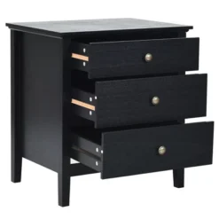 Costway Nightstand Beside End Side Table Accent Table Organizer W/3 Drawers Black -DreamNest Store GUEST 22937a14 79b0 4674 90b1 12d7b1bf7a8e