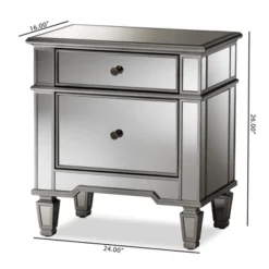 Sussie Hollywood Regency Glamour Style Mirrored 2 - Drawer Nightstand - Baxton Studio -DreamNest Store GUEST 22bee592 762b 48fd bcb7 d41cf30c7a94