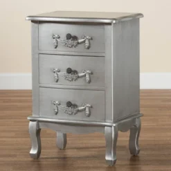 Callen Brushed Wood 3 Drawer Nightstand Silver - Baxton Studio 16 Callen Brushed Wood 3 Drawer Nightstand Silver - Baxton Studio -DreamNest Store GUEST 22c80072 56f6 4c56 a076 120ce3ae7da6