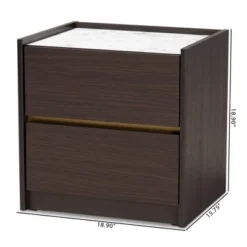 Walker Wood Nightstand With Faux Marble Top Dark Brown/Marble/Gold - Baxton Studio 11 Walker Wood Nightstand With Faux Marble Top Dark Brown/Marble/Gold - Baxton Studio -DreamNest Store GUEST 23a70981 61a5 43d5 b45b 3f5585ace327