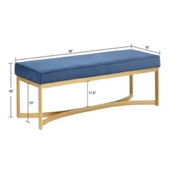 Secor Upholstered Accent Bench With Metal Base - Martha Stewart -DreamNest Store GUEST 23bb375c 0a56 45c1 9a02 07c0e98f42fb
