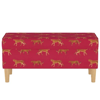 Storage Bench Cheetah Walk Raspberry - Skyline Furniture 1 Storage Bench Cheetah Walk Raspberry - Skyline Furniture
