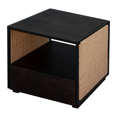 21" Handcrafted Acacia Wood Nightstand Brown/Black - The Urban Port 2 21" Handcrafted Acacia Wood Nightstand Brown/Black - The Urban Port - Image 2