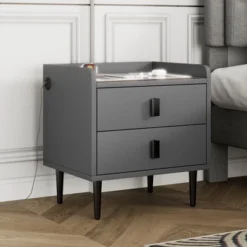 Modern Nightstand With Wireless Charging, USB Port And Adjustable LED Lights, End Table With 2 Drawers-ModernLuxe -DreamNest Store GUEST 25133949 df4c 4a06 baf3 ae3634648929