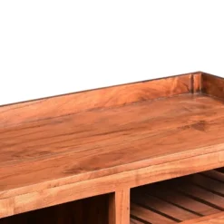 Entryway Bench With Wooden Seat And 2 Slatted Shelves Brown - The Urban Port 12 Entryway Bench With Wooden Seat And 2 Slatted Shelves Brown - The Urban Port -DreamNest Store GUEST 255d4946 4ecf 4086 9523 5adadd77b443