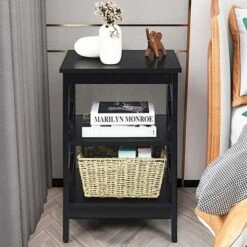 Costway 3-tier Nightstand Sofa Side End Accent Table Storage Display Shelf WhiteBlackEspressoGrey