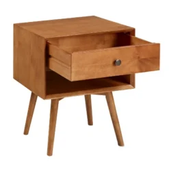 Greenberg 1 Drawer Mid-Century Modern Solid Wood Nightstand - Saracina Home -DreamNest Store GUEST 25bb5c69 0a6c 4e3a b08f c7d8cbe3669c