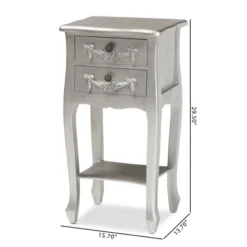 Eliya Brushed Wood 2 Drawer Nightstand Silver - Baxton Studio -DreamNest Store GUEST 26dace6e 6557 489c a603 9ccf5ea6883f