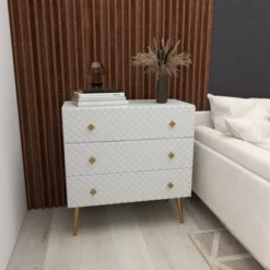 Modern 3 Drawer Wooden Chest White - Olivia & May -DreamNest Store GUEST 271917e0 78ea 49f3 b36f 51988e5bca45
