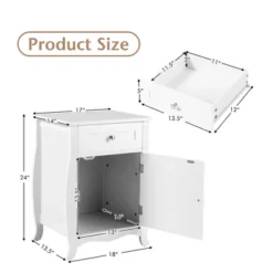 Costway 2PCS Nightstand With Drawer Cabinet Curved Legs Sofa Side End Accent Table White -DreamNest Store GUEST 275ac5f3 3753 4ac4 9b6e b6afbb3e5852