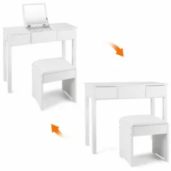 Costway White Vanity Dressing Table Furniture Stool Storage Box -DreamNest Store GUEST 279c05ba 282d 474e a732 7504a2093a86