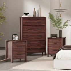 3pc Olimont Contemporary Dresser And Nightstand Set Walnut - Christopher Knight Home -DreamNest Store GUEST 27d00186 ce46 4319 94b2 d6e74fea92b6