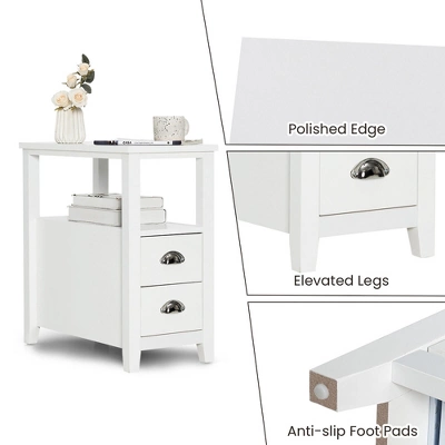 Tangkula 2PCS Nightstand Side End Sofa Table W/ 2 Drawers For Living Room Bedroom White 8 Tangkula 2PCS Nightstand Side End Sofa Table W/ 2 Drawers For Living Room Bedroom White - Image 8