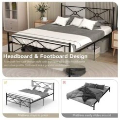 Costway Full/Queen Size Metal Platform Bed Frame W/ Headboard Mattress Foundation -DreamNest Store GUEST 27e93499 5e54 4257 a1ac 3a3f4d89fbf6