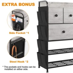 REAHOME 6 Fabric Drawer Dresser With 2-Tier Shoe Display Shelf & Side Pockets For Living Room, Bedroom, Hallway, Or Entryway Organization -DreamNest Store GUEST 28862fd6 b62e 4425 83c3 1c4bf9ac007a