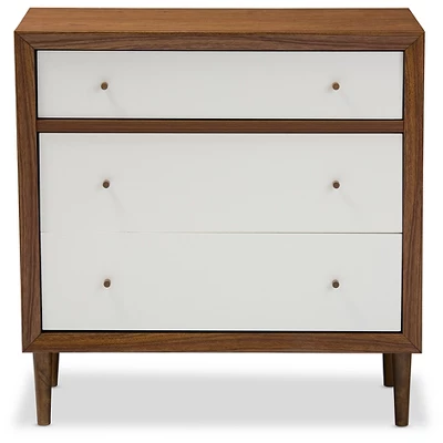 Harlow Mid-Century Modern Scandinavian Style Wood 3 Drawer Chest White/Walnut - Baxton Studio 1 Harlow Mid-Century Modern Scandinavian Style Wood 3 Drawer Chest White/Walnut - Baxton Studio