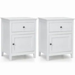 Costway 2PCS Nightstand With Drawer Accent Side End Table Storage Cabinet WhiteNatural -DreamNest Store GUEST 28a3c268 f8e1 4184 8b69 f6d8e8f6ba96