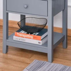 HOMCOM Modern Style Nightstand, Side Table With Drawer And Storage Shelf For Bedroom, Or Living Room, Gray 12 HOMCOM Modern Style Nightstand, Side Table With Drawer And Storage Shelf For Bedroom, Or Living Room, Gray -DreamNest Store GUEST 28e6de70 b9ae 4c9d 8b2b 6b7c1d05cd2d