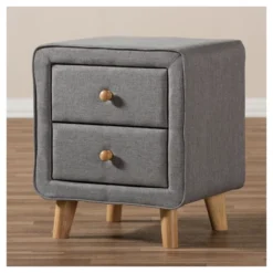 Jonesy Mid - Century Fabric Upholstered 2 - Drawer Nightstand - Gray - Baxton Studio 8 Jonesy Mid - Century Fabric Upholstered 2 - Drawer Nightstand - Gray - Baxton Studio -DreamNest Store GUEST 28f5f41c 8284 4c07 a2a3 0f09cf573a53