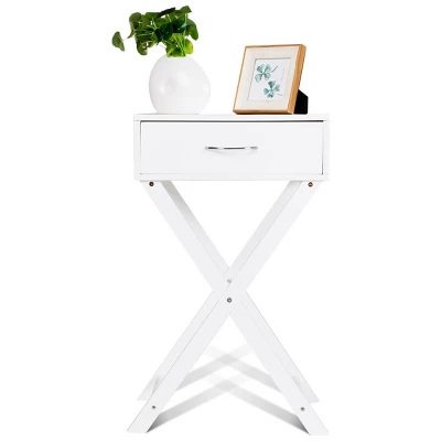 Costway Nightstand X-Shape Drawer Accent Side End Table Modern Home Furniture White 6 Costway Nightstand X-Shape Drawer Accent Side End Table Modern Home Furniture White - Image 6