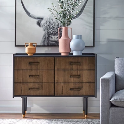 Randy Decorative/Buffet Cabinet Black/Walnut - Angelo:HOME 1 Randy Decorative/Buffet Cabinet Black/Walnut - Angelo:HOME