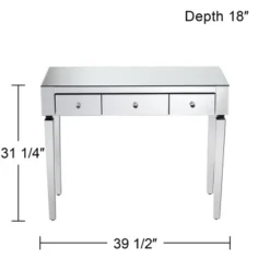 Studio 55D Thea Modern Mirrored Rectangular Desk 39 1/2" X 18" With 3-Drawer Silver Faceted Crystal Knobs For Living Room Bedroom Bedside Entryway 13 Studio 55D Thea Modern Mirrored Rectangular Desk 39 1/2" X 18" With 3-Drawer Silver Faceted Crystal Knobs For Living Room Bedroom Bedside Entryway -DreamNest Store GUEST 2a69d942 4e75 4097 b5c4 0c5587926783