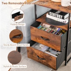 Costway 2-Drawer Dresser W/ Shelves Fabric Dresser Sturdy Steel Frame Wooden Top Rustic 15 Costway 2-Drawer Dresser W/ Shelves Fabric Dresser Sturdy Steel Frame Wooden Top Rustic -DreamNest Store GUEST 2b3afd20 6bcb 48be b691 81784342b883