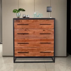 Handmade Dresser With Live Edge Design 4 Drawers Brown/Black - The Urban Port -DreamNest Store GUEST 2b883a57 496d 44b9 9207 47e39d2c7bf1
