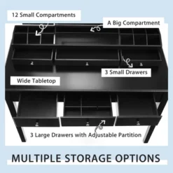 Costway Vanity Table Stool Set Large Tri-folding Lighted Mirror 6 Drawer Dresser WhiteBlack 14 Costway Vanity Table Stool Set Large Tri-folding Lighted Mirror 6 Drawer Dresser WhiteBlack -DreamNest Store GUEST 2bda095b 4709 48d5 aeb2 cd1a65f736cc