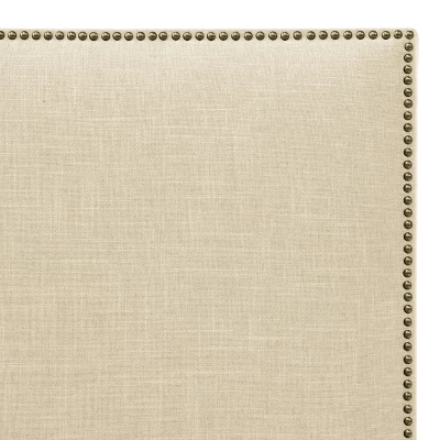 Queen Bella Nail Button Border Headboard Cream Linen/Brass - Skyline Furniture 3 Queen Bella Nail Button Border Headboard Cream Linen/Brass - Skyline Furniture - Image 3